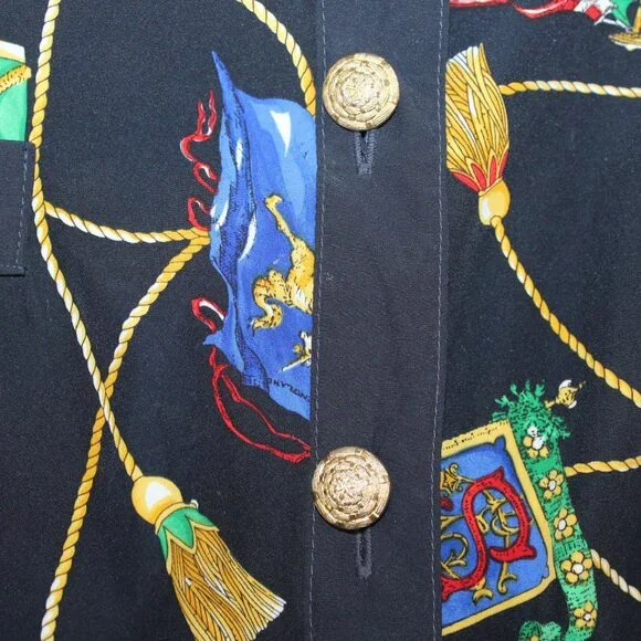 Schneberger Blouse Plus Sz Womens US 24 Royal Crest Pattern Button Front - Picture 8 of 16